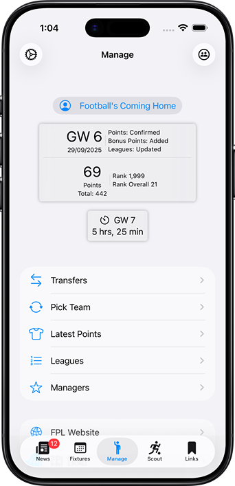 FPL Fantasy Football Manager App Interface